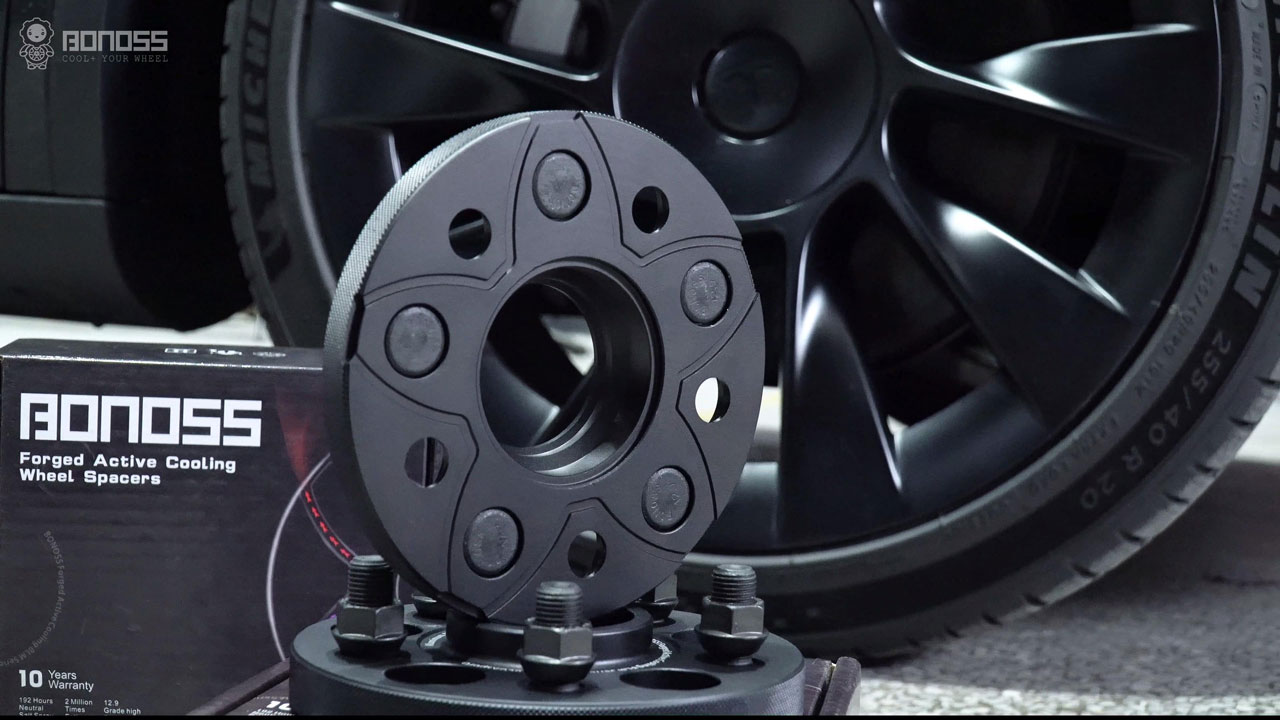 The 2012-2025 Tesla Model S Spacer Size Long Range & Plaid Flush Wheel Fitment Guide BONOSS Forged Active Cooling Aluminum Hubcentric Spacers Before and After CHZ (1)