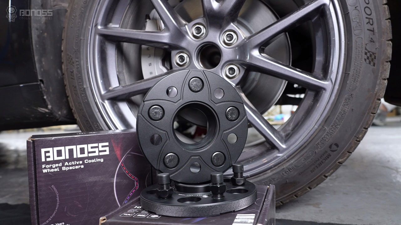 The Best 2020-2025 Tesla Model Y Spacer and Wheel Fitment Guide BONOSS Forged Active Cooling Hubcentric Stud Spacers CHZ (2)